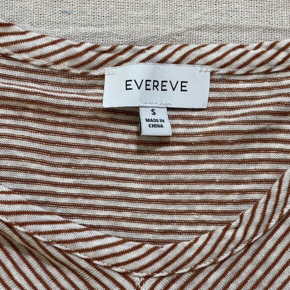 Evereve | Brown and Cream Striped Sleeveless Tie-Front Top | Small - Picture 8 of 10
